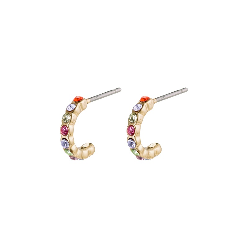 BRIGITTE multicolored crystal half hoops gold-plated
