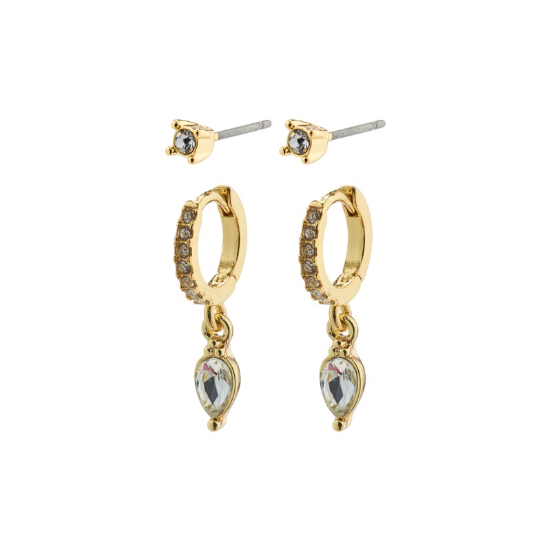 ELZA crystal earrings 2-in-1 set gold-plated