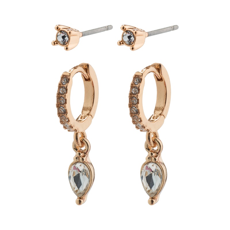 ELZA crystal earrings 2-in-1 set rosegold-plated
