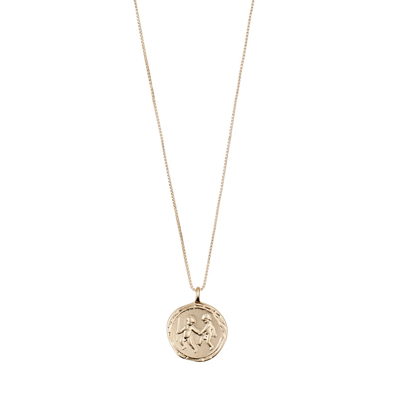 GEMINI Zodiac Sign Coin Necklace, gold-plated