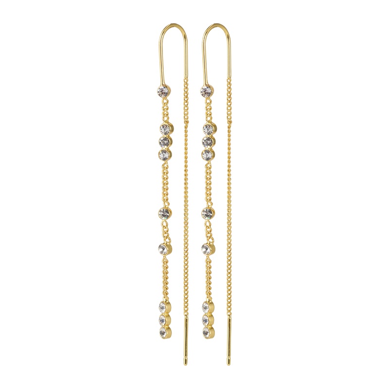 KAMARI crystal chain earrings gold-plated