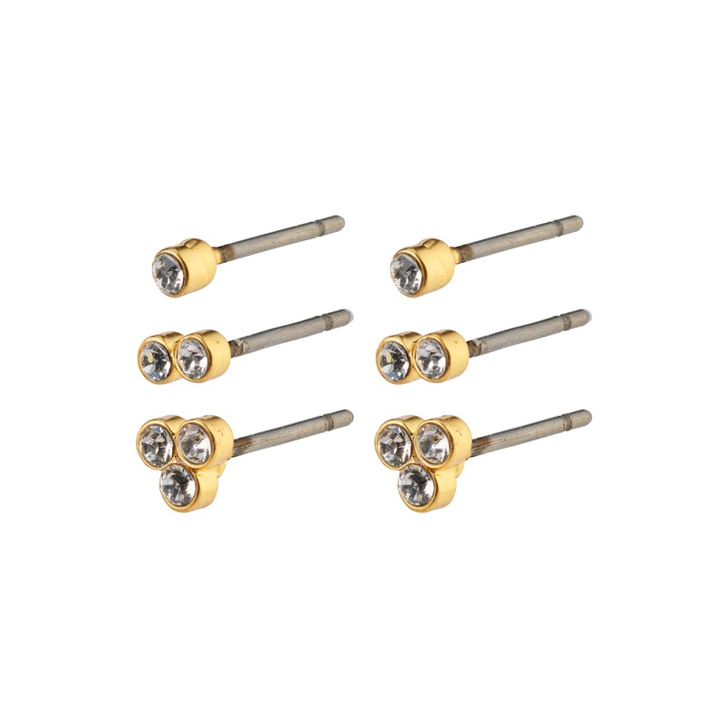 KAMARI crystal stud earrings set gold-plated