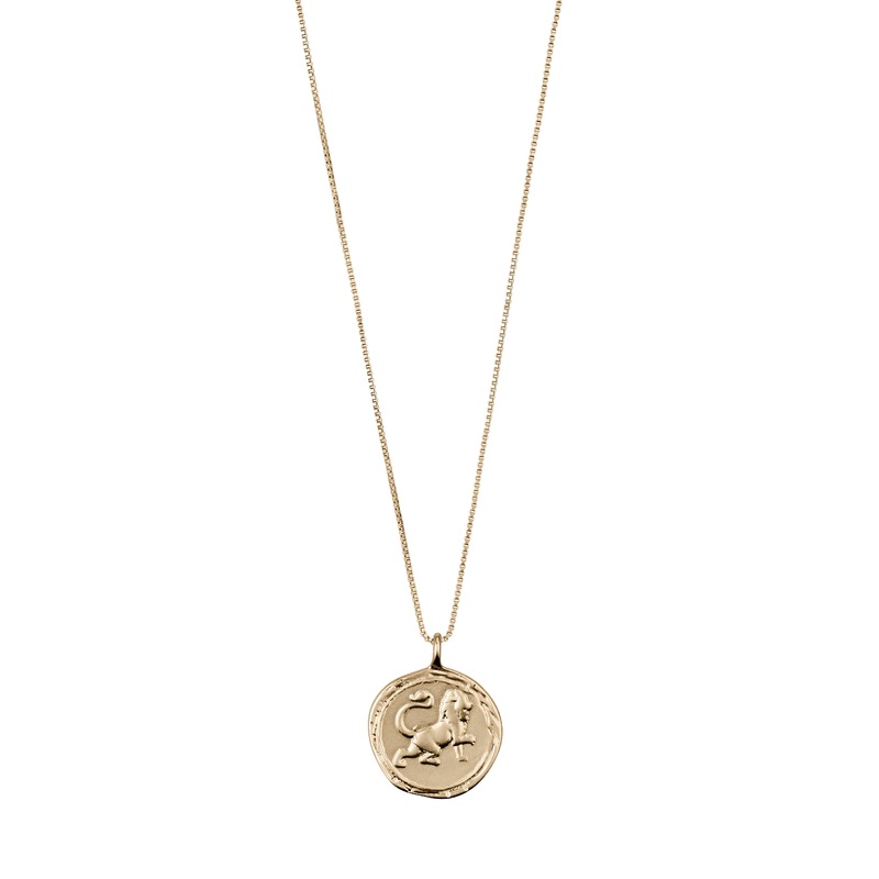 LEO Zodiac Sign Coin Necklace, gold-plated