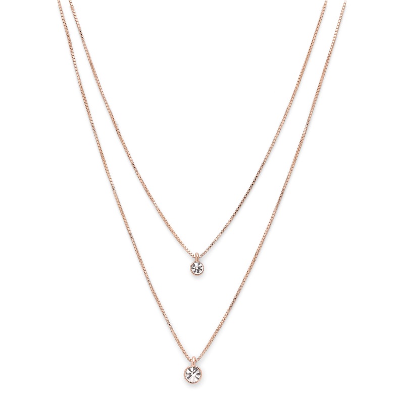 LUCIA 2-in-1 crystal necklace rosegold-plated