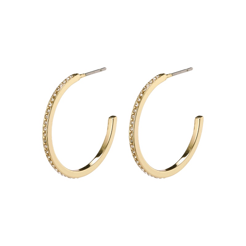 ROBERTA large crystal semi-hoops gold-plated