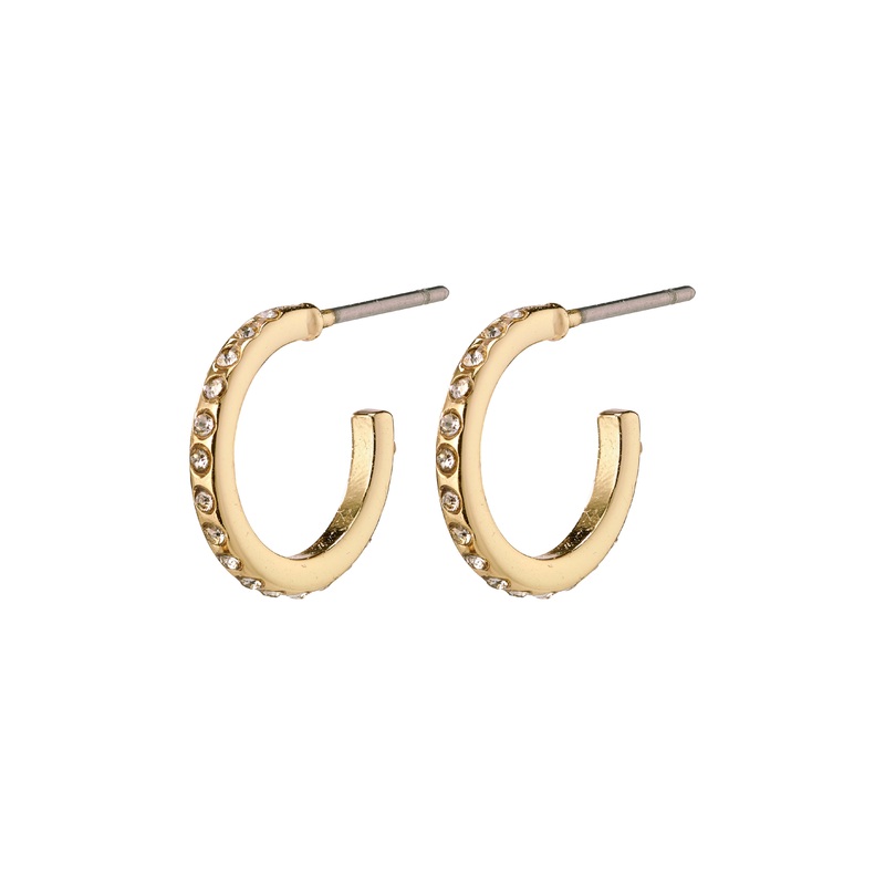 ROBERTA small crystal semi-hoops gold-plated