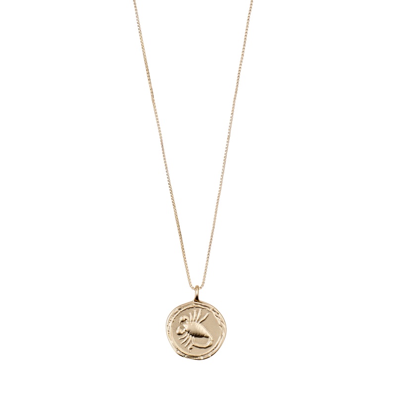 SCORPIO Zodiac Sign Coin Necklace, gold-plated