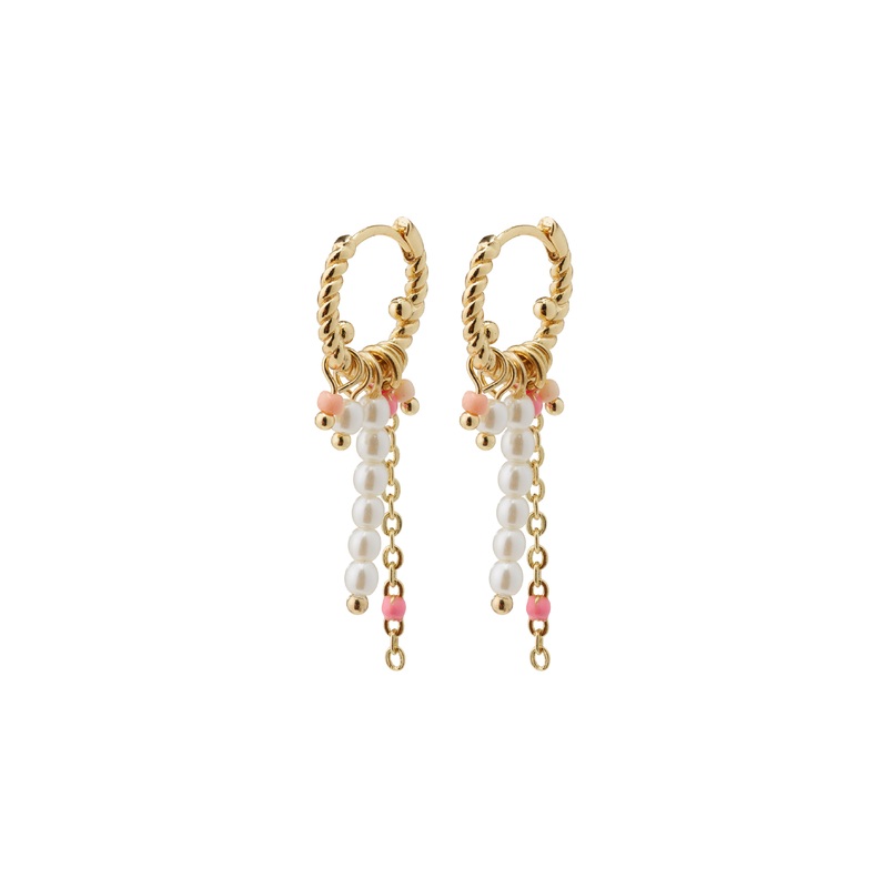 CHATERINE rose colored twirl hoop earrings gold-plated