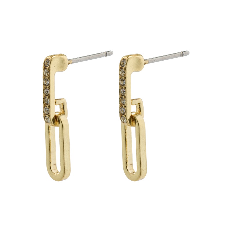 ELISE oval link crystal earrings gold-plated
