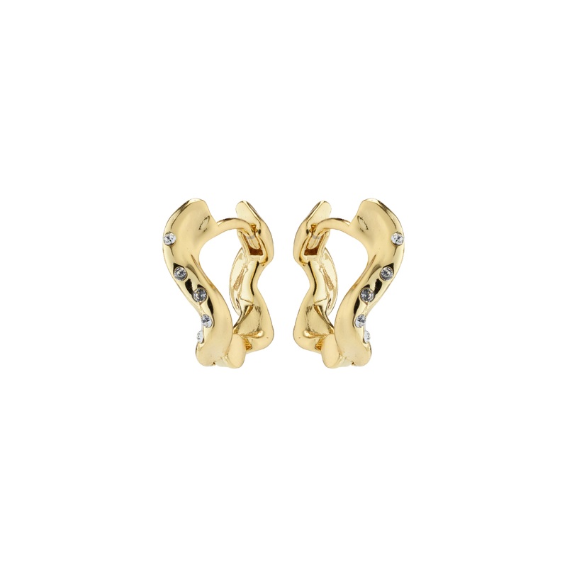 EVRA organic shaped crystal hoops gold-plated
