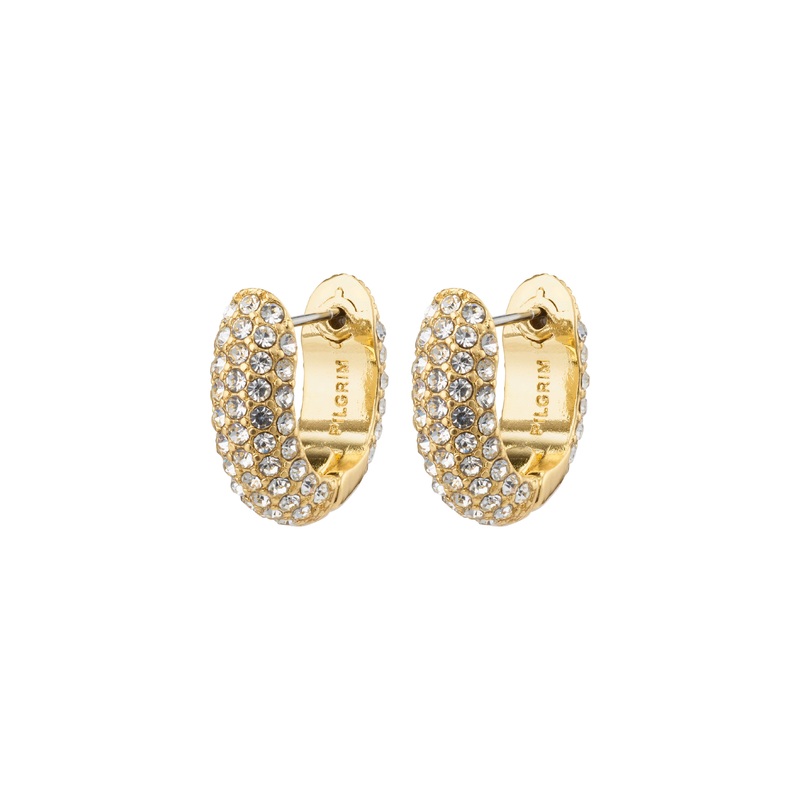 LONA chunky crystal huggie hoops gold-plated