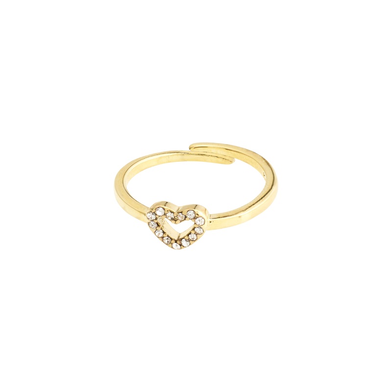 LULU crystal heart stack ring gold-plated