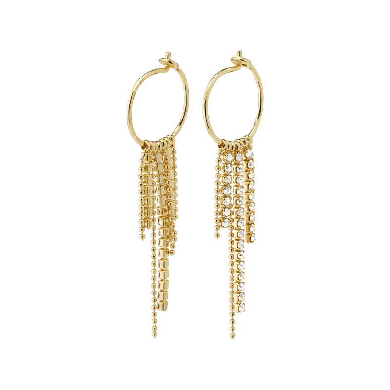 MAJA crystal waterfall hoop earrings gold-plated