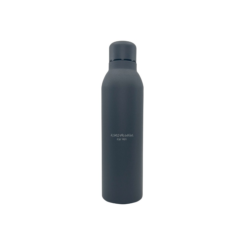 Recycled steel bottle 470 ml – grey with  logo
