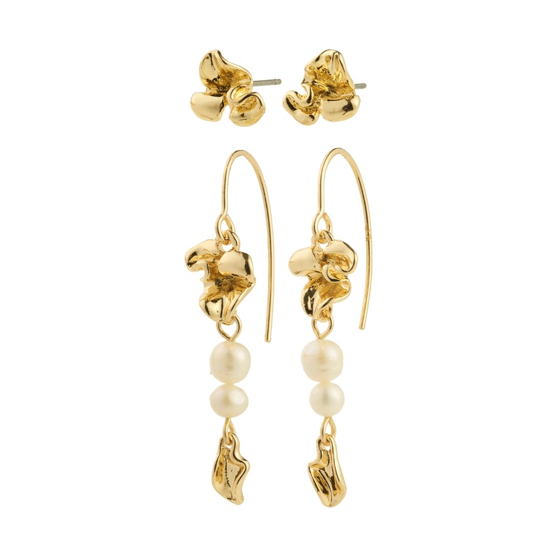 LUIS earrings 2-in-1 set, gold-plated