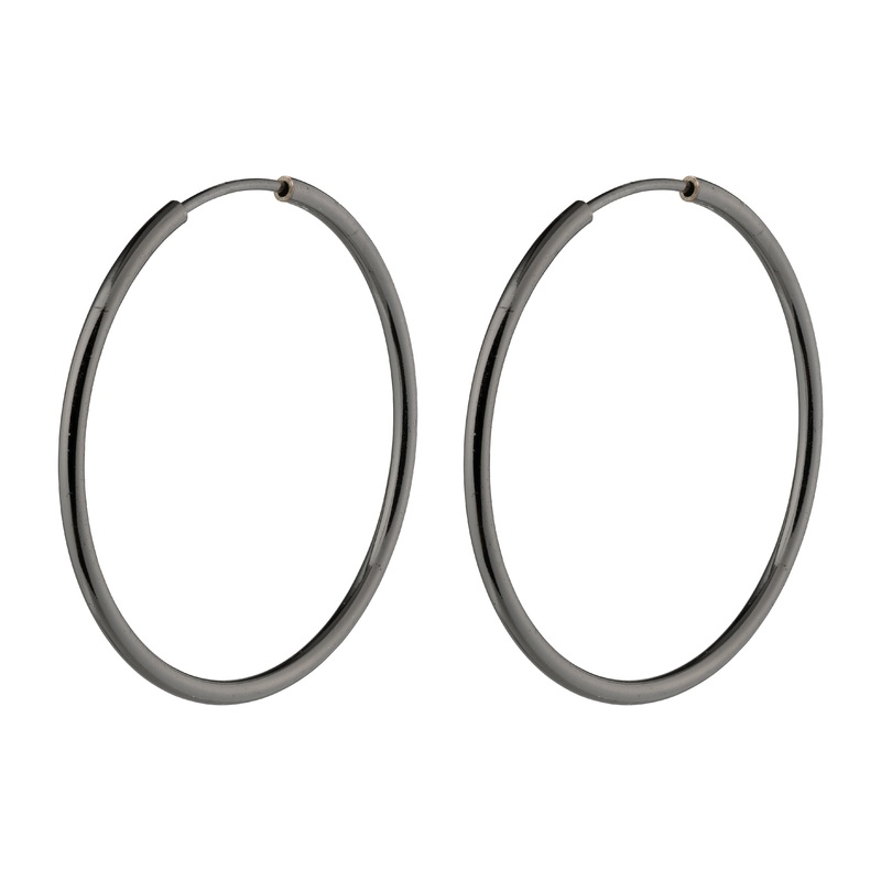 SANNE medium hoop earrings hematite color