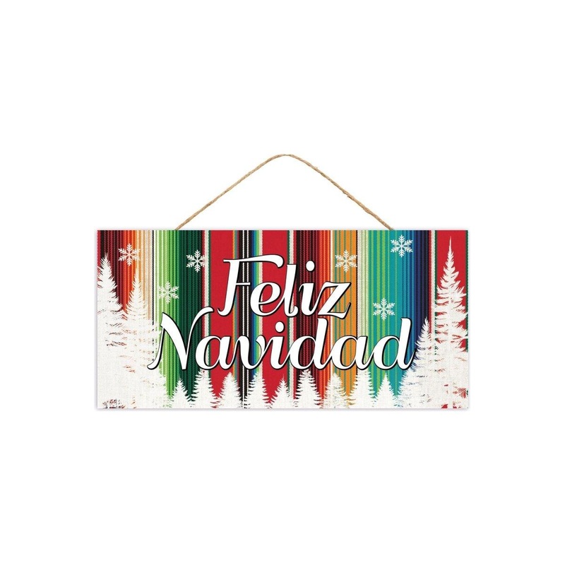 12″ Wooden Sign: Serape Feliz Navidad