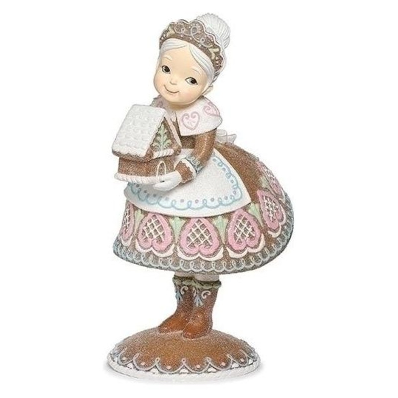 13.25″ Mrs. Claus Gingerbread Figure (Pink)