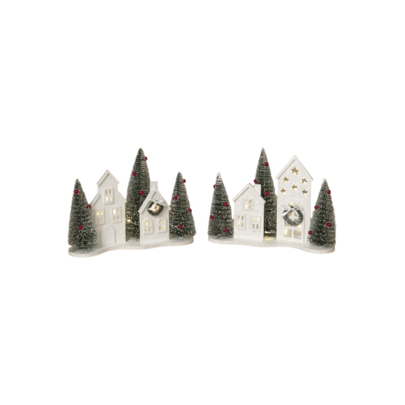 13″ White Lighted Holiday House