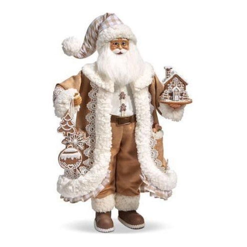 18″ Gingham Gingerbread Christmas Santa Figure