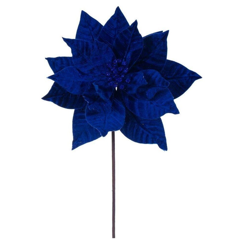 21″ Blue Poinsettia Stem