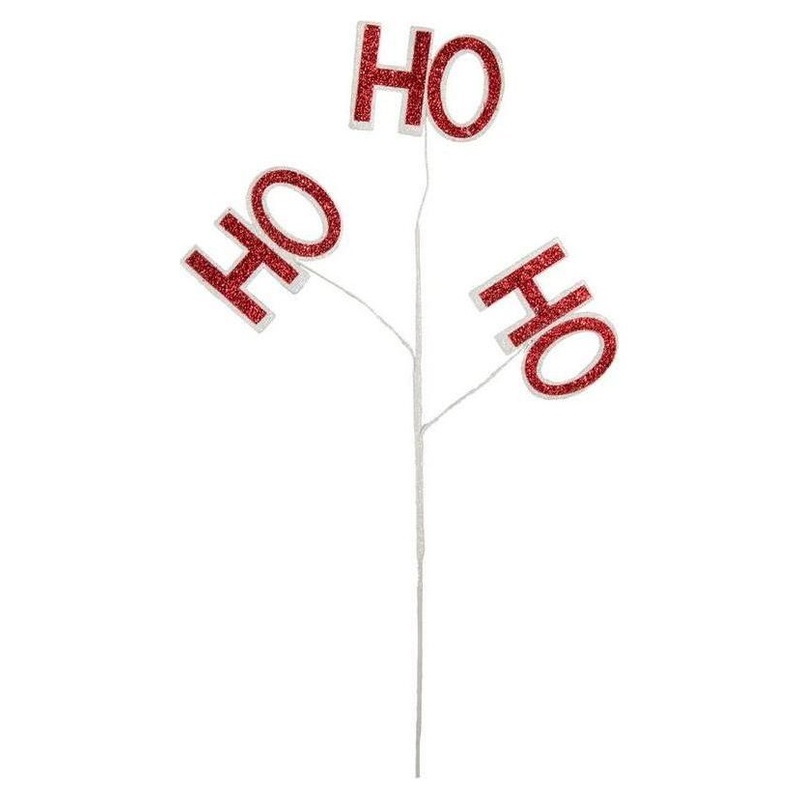 23″ Glitter Ho Ho Ho Spray: Red & White