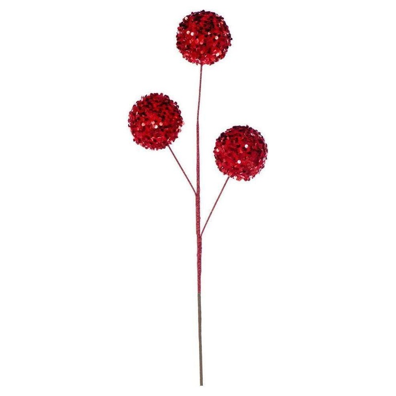 26″ Red Sequin Triple Ball Spray