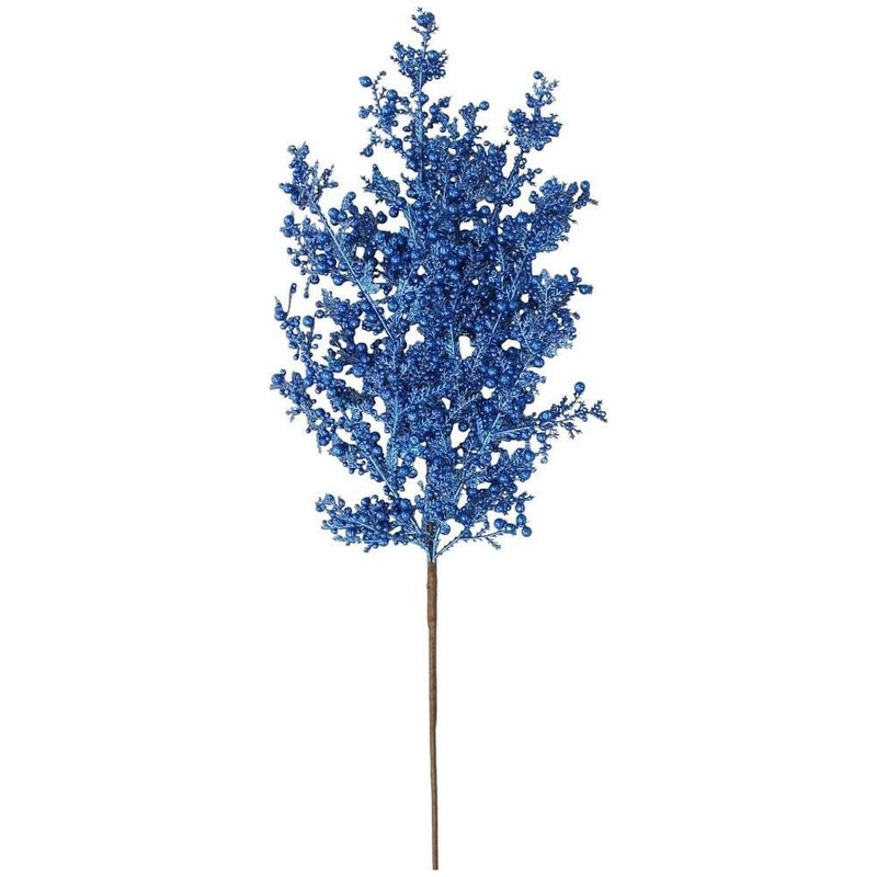29″ Glitter Mix Berry Cedar Spray: Blue