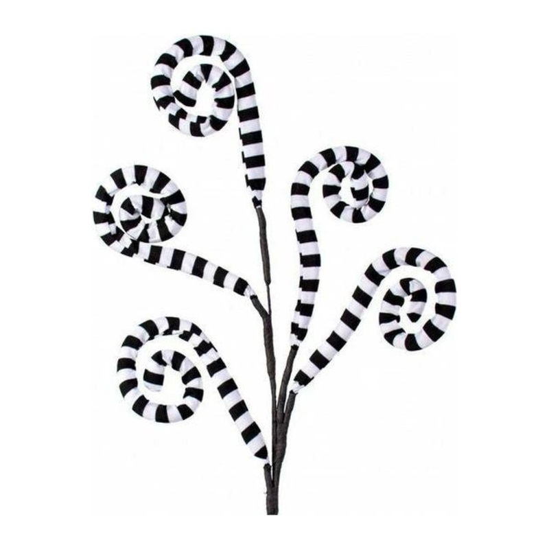 30″ Ice Fabric Stripe Spiral Spray: Black & White