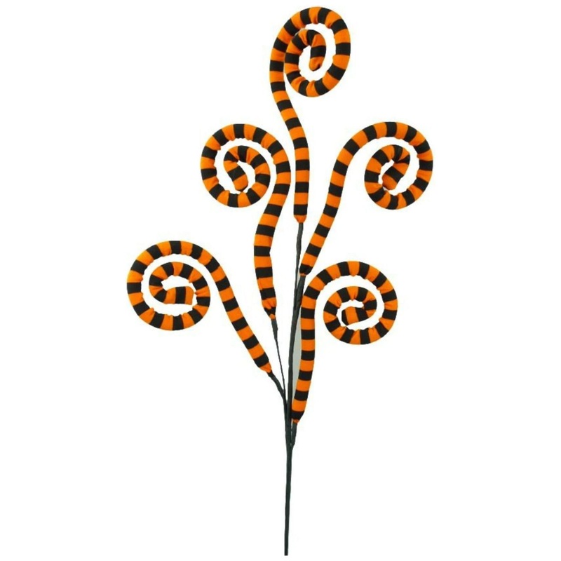 30″ Ice Fabric Stripe Spiral Spray: Orange & Black