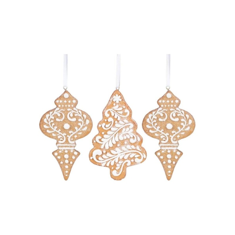 4.5″ White Icing Gingerbread Ornaments (Asst 3)
