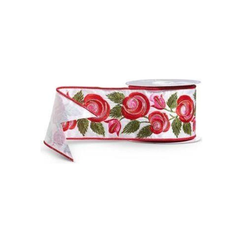 4″ Embroidered Roses Ribbon (10 Yards)
