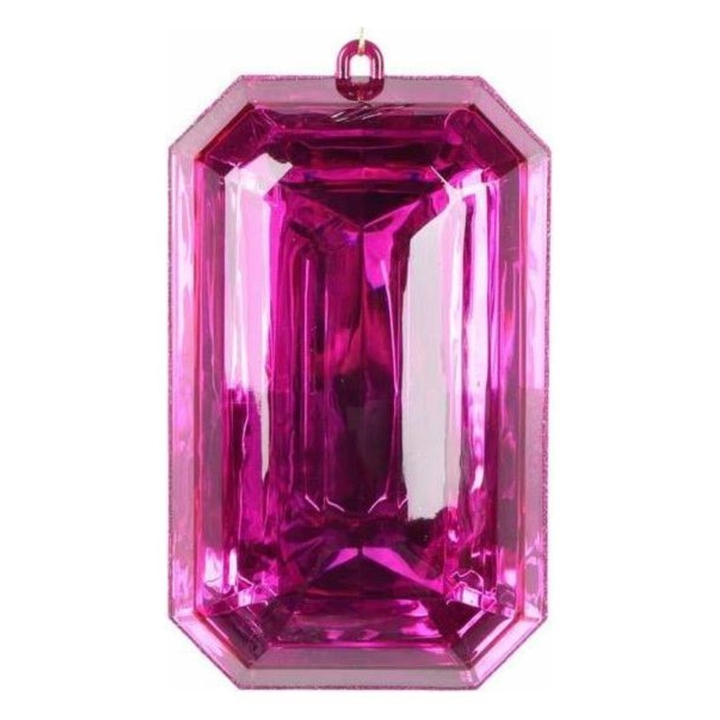 8″ Acrylic Rectangle Jewel Ornament: Fuchsia
