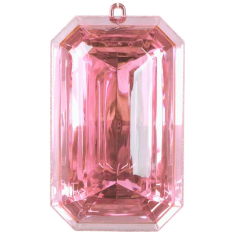 8″ Acrylic Rectangle Jewel Ornament: Light Pink