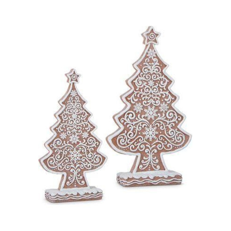 Large Frosted Gingerbread Trees (Set of 2)