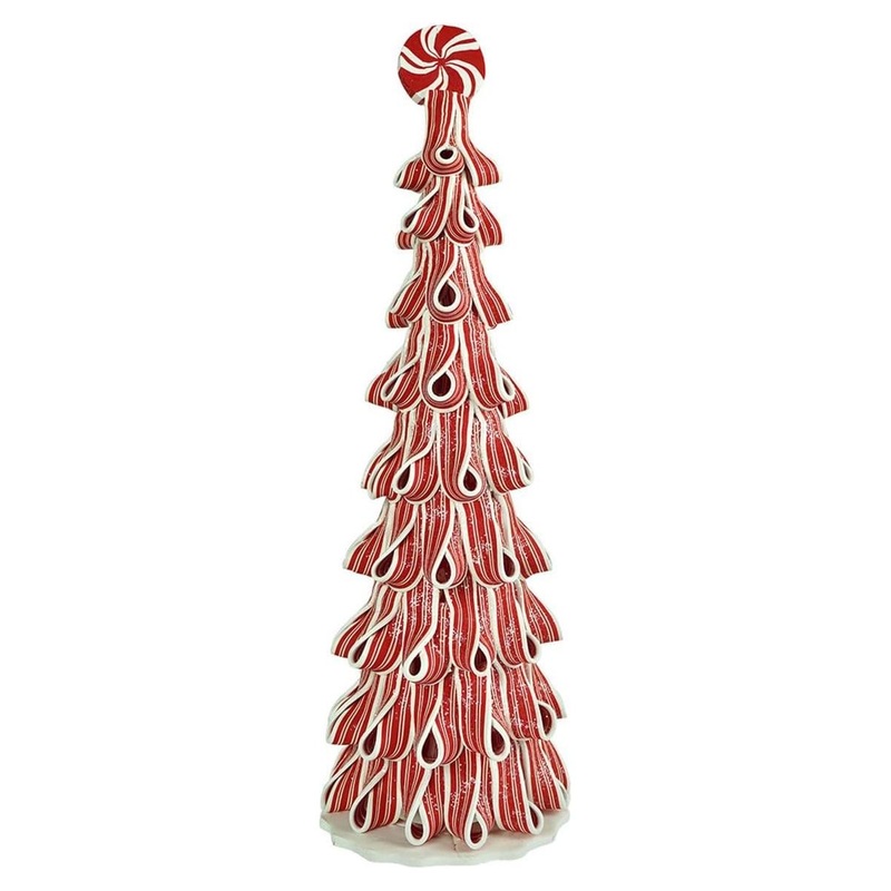 Lighted Tall Peppermint Ribbon Tree