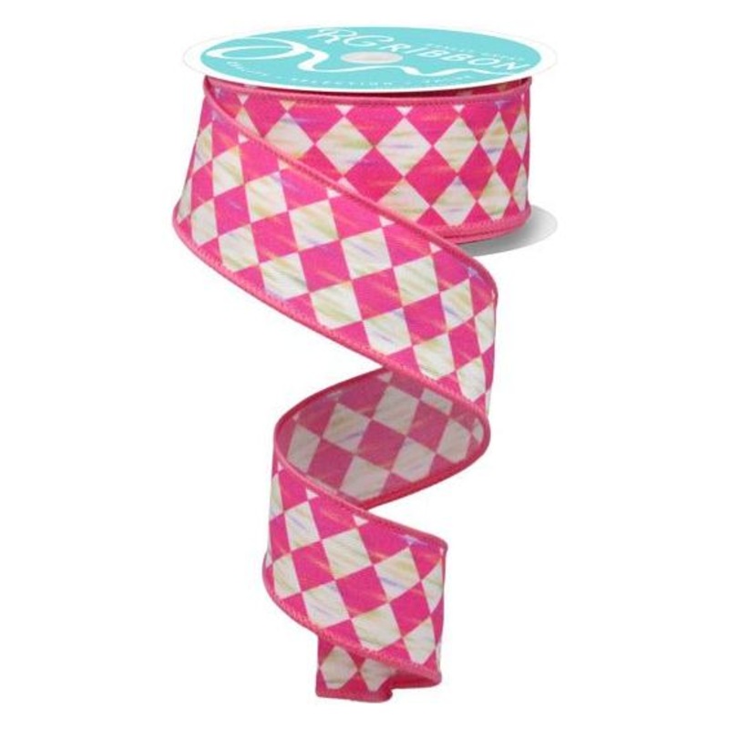 1.5″ Antique Diamond Ribbon: Hot Pink (10 Yards)