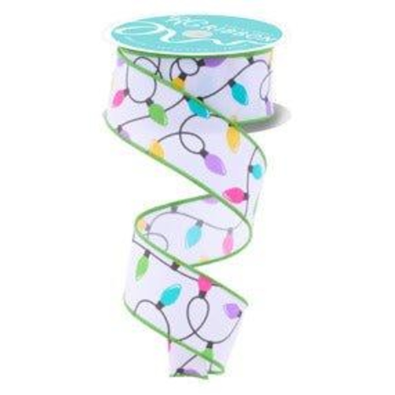 1.5″ Christmas Lights Ribbon: Pastel (10 Yards)