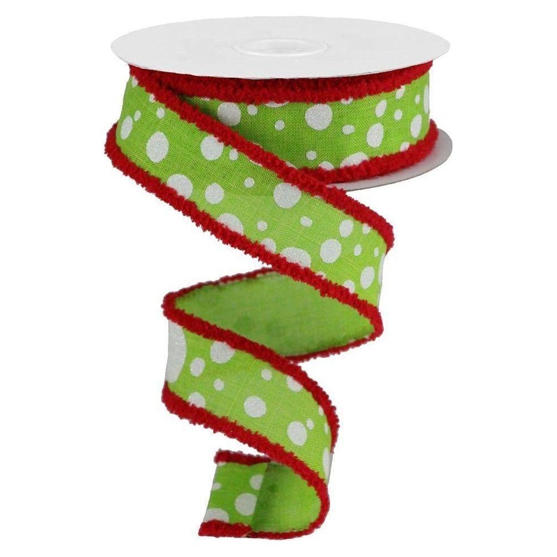 1.5″ Irregular Dots Drift Ribbon: Lime (10 Yards)