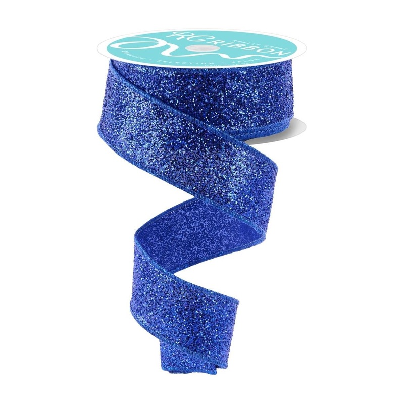 1.5″ Laser Glitter Ribbon: Royal Blue (10 Yards)