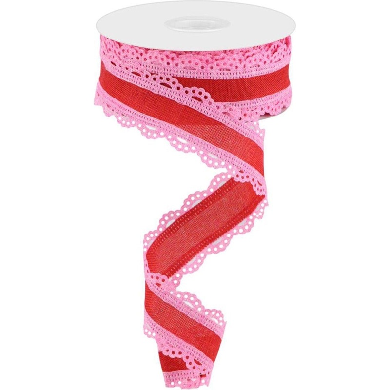 1.5″ Scalloped Edge Ribbon: Red/Pink (10 Yard)