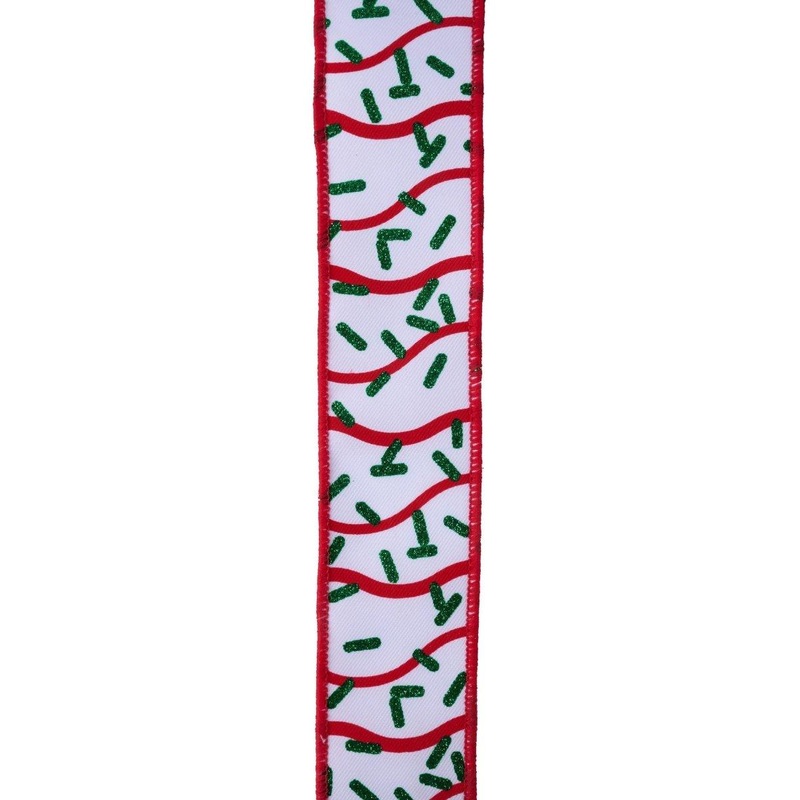 1.5″ Wavy Stripe Glitter Sprinkle Ribbon: White (10 Yards)