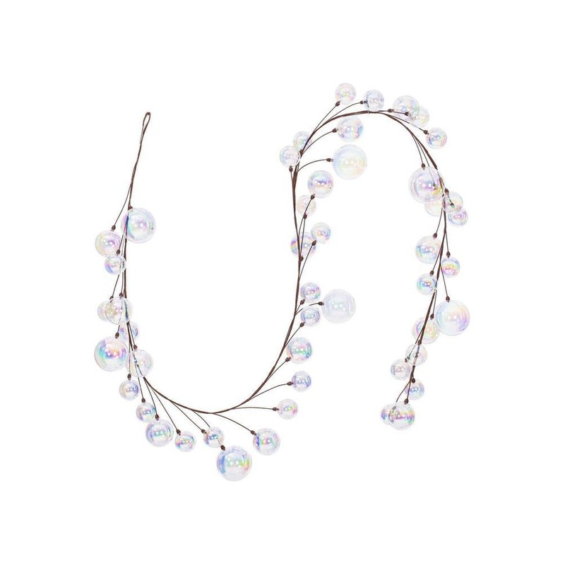 10′ Clear Iridescent Branch Ball Wire Garland