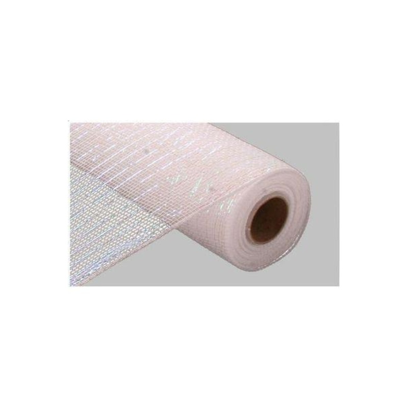10″ Poly Deco Mesh Ribbon: Iridescent White (10 Yards)