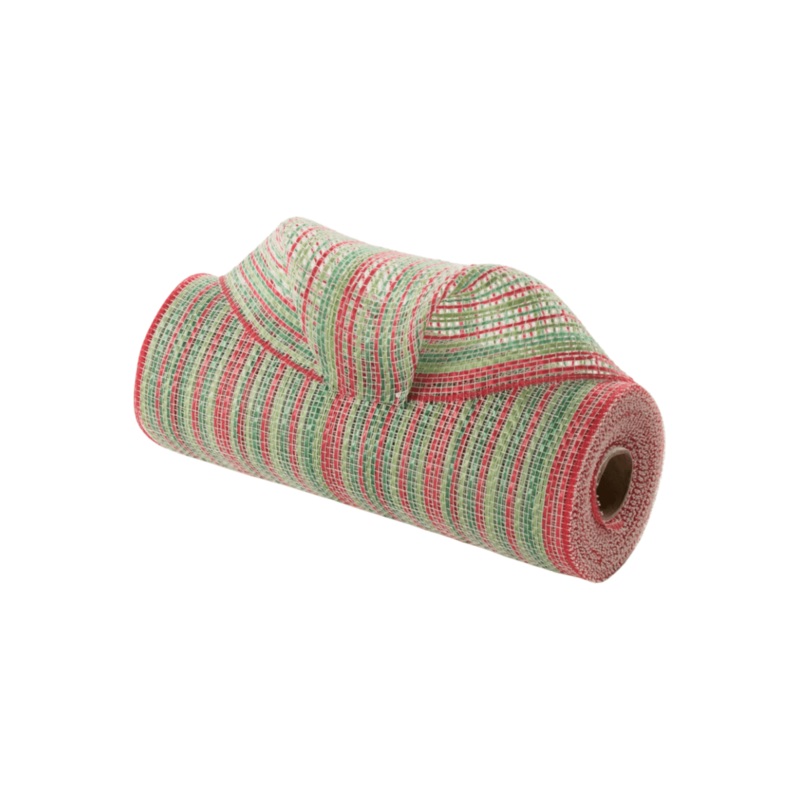 10″ Vertical Multicolor Stripe Mesh: Red/Lime/Emerald/White
