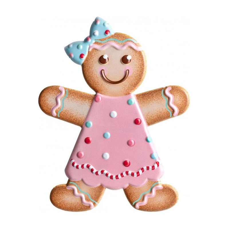 13″ Metal Embossed Gingerbread: Girl (Pink)