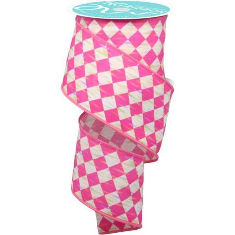 2.5″ Antique Diamond Ribbon: Hot Pink (10 Yards)