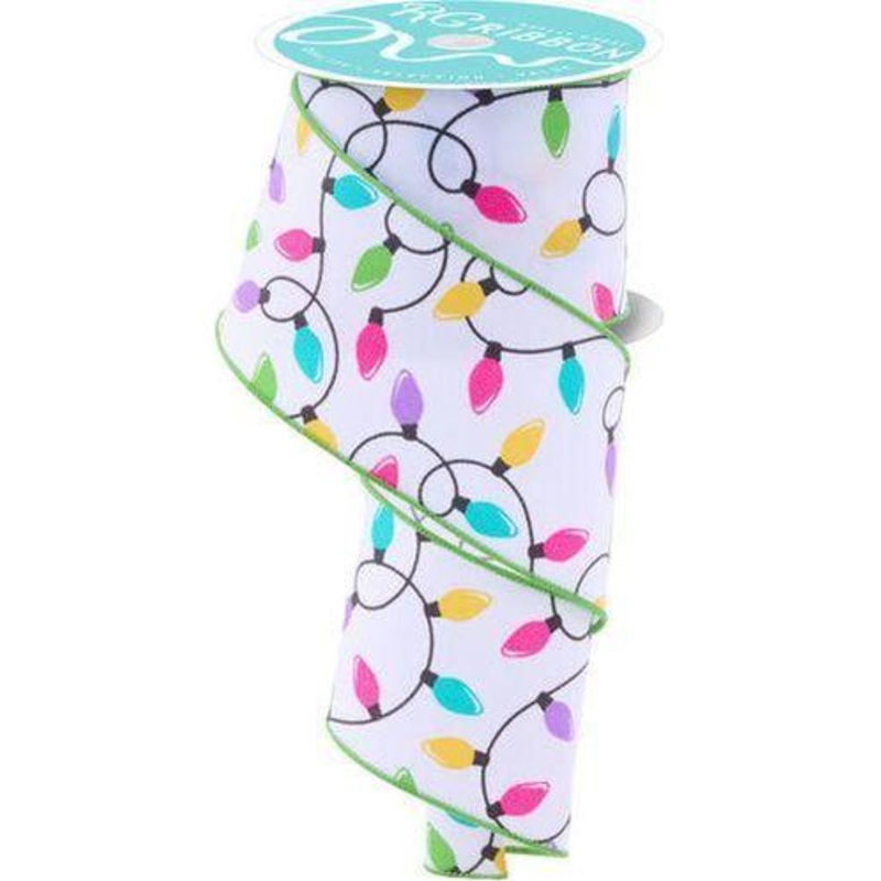 2.5″ Christmas Lights Ribbon: Pastel (10 Yards)