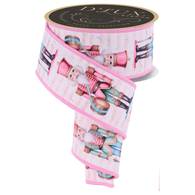 2.5″ D’Lux Nutcracker Fused Ribbon: Pink (10 Yards)