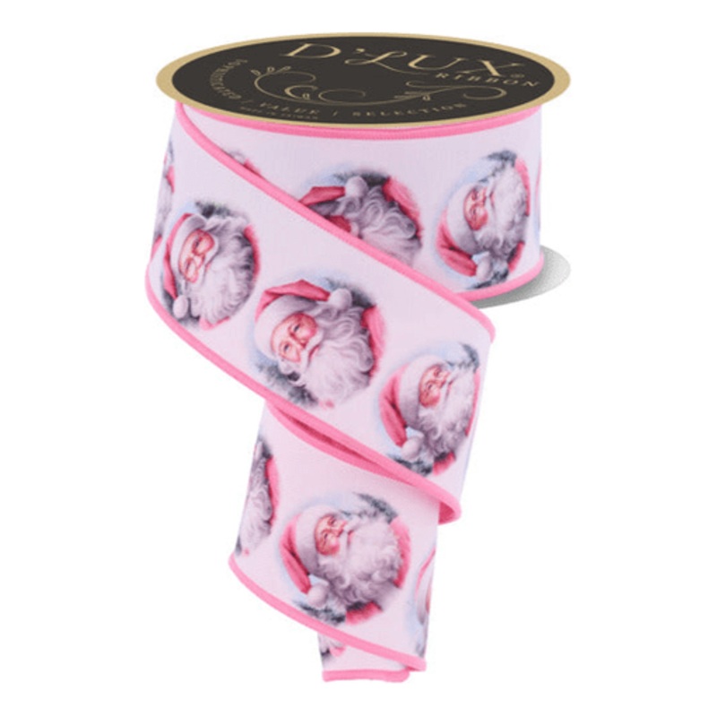 2.5″ D’Lux Santa Fused Ribbon: Pink (10 Yards)